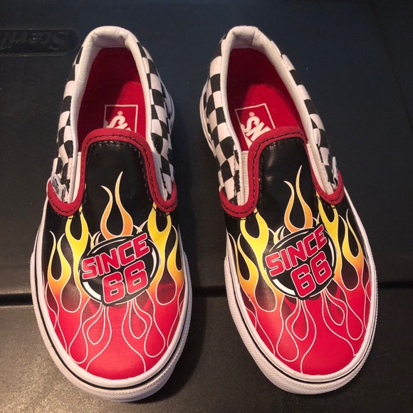 red vans flames